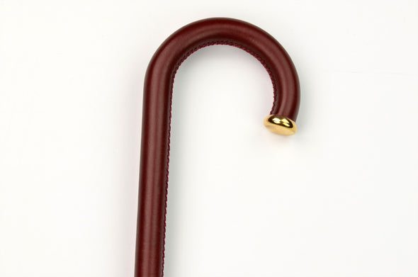 WL6N Stout Leather Crook with Rolled Gold Nose (6 Handle Choices)