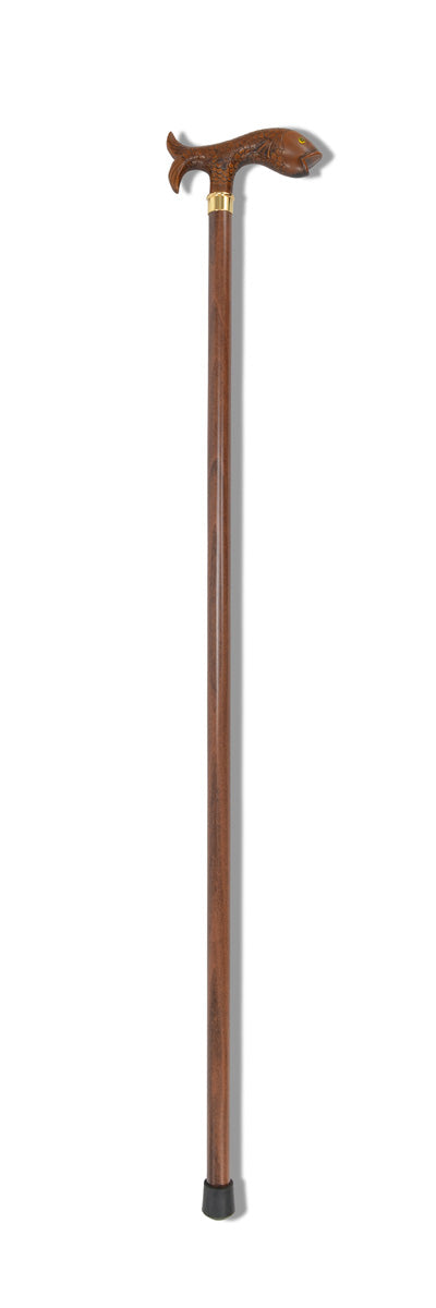 FWS1 Brown Finish Animal Head Walking Stick (10 Handle Options)